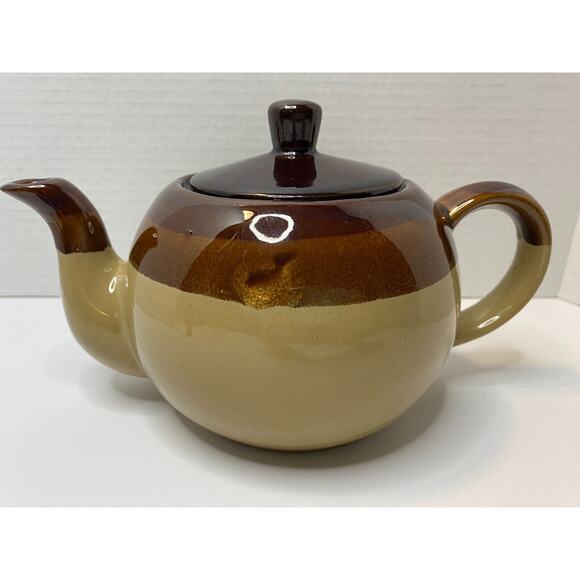 Brown, Taupe, & Tan Earthenware Teapot, Collectible, Kitchenware - Picture 1 of 7